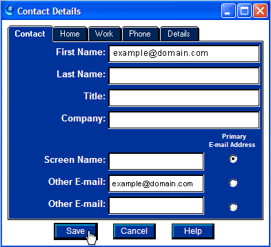 Contact Details Screen